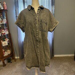 Bluivy Gray Denim Shirt Dress